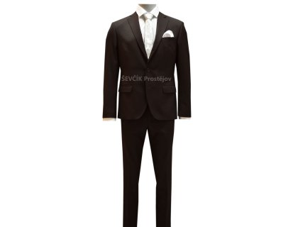 Pánský oblek hnědý s vlnou - EZ155