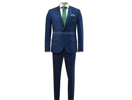 Pánský oblek modrý s vlnou - EZ158