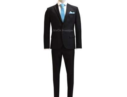 Pánský oblek černý s jemným vzorem - EZ167