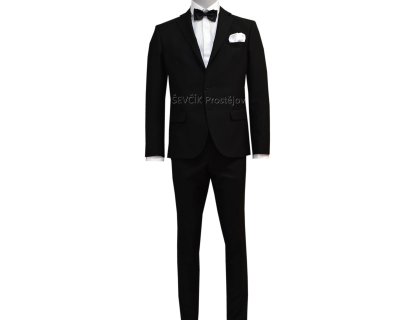 Pánský oblek černý s jemným vzorem - EZ169