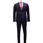 Pánský oblek modrý s vlnou a elastanem - EZ172