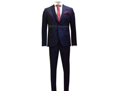 Pánský oblek modrý s vlnou a elastanem - EZ172