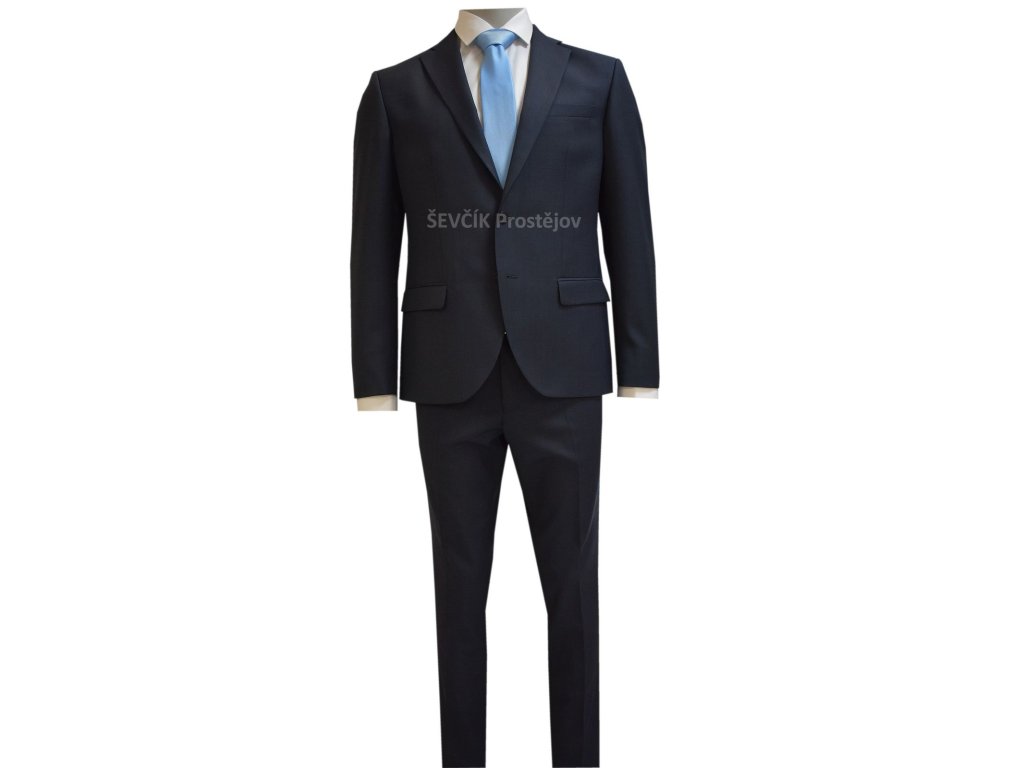 Pánský oblek modrý s vlnou - EZ185