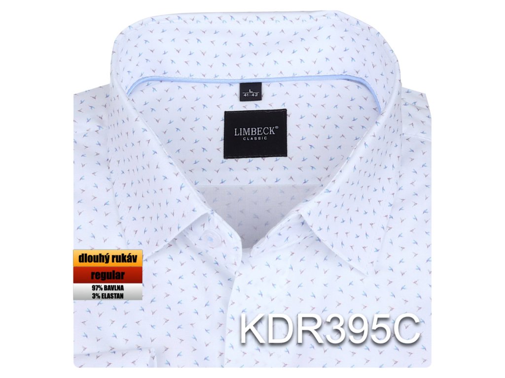 Pánská košile bílá s jemným vzorem - KDR395