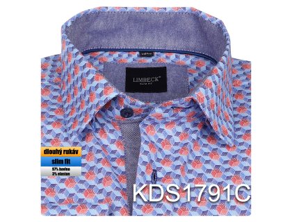 1-KDS1791 Modrá s oranžovým vzorem