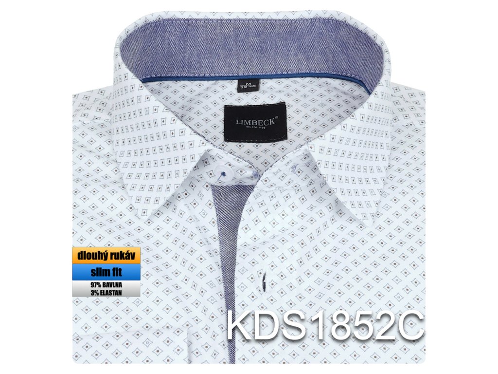 0-KDS1852 Košile bílá s jemným vzorem