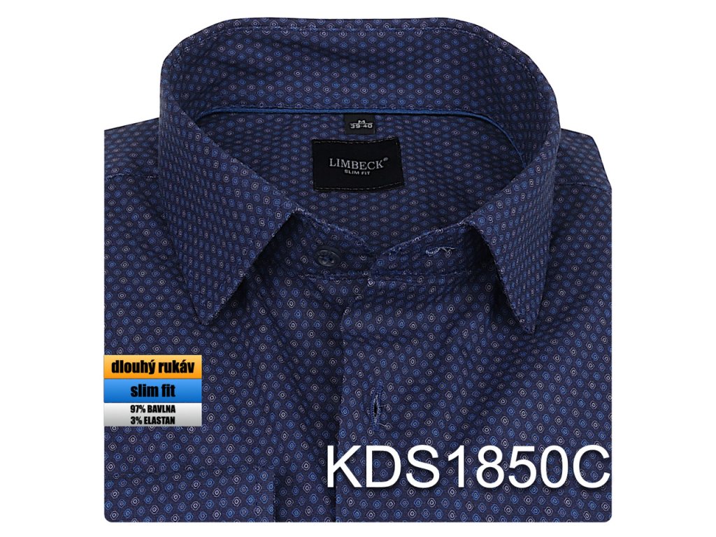 0-KDS1850 Košile tmavě modrá se vzorem