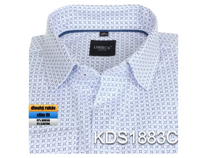 0-KDS1883 Košile bílo-modrá se vzorem