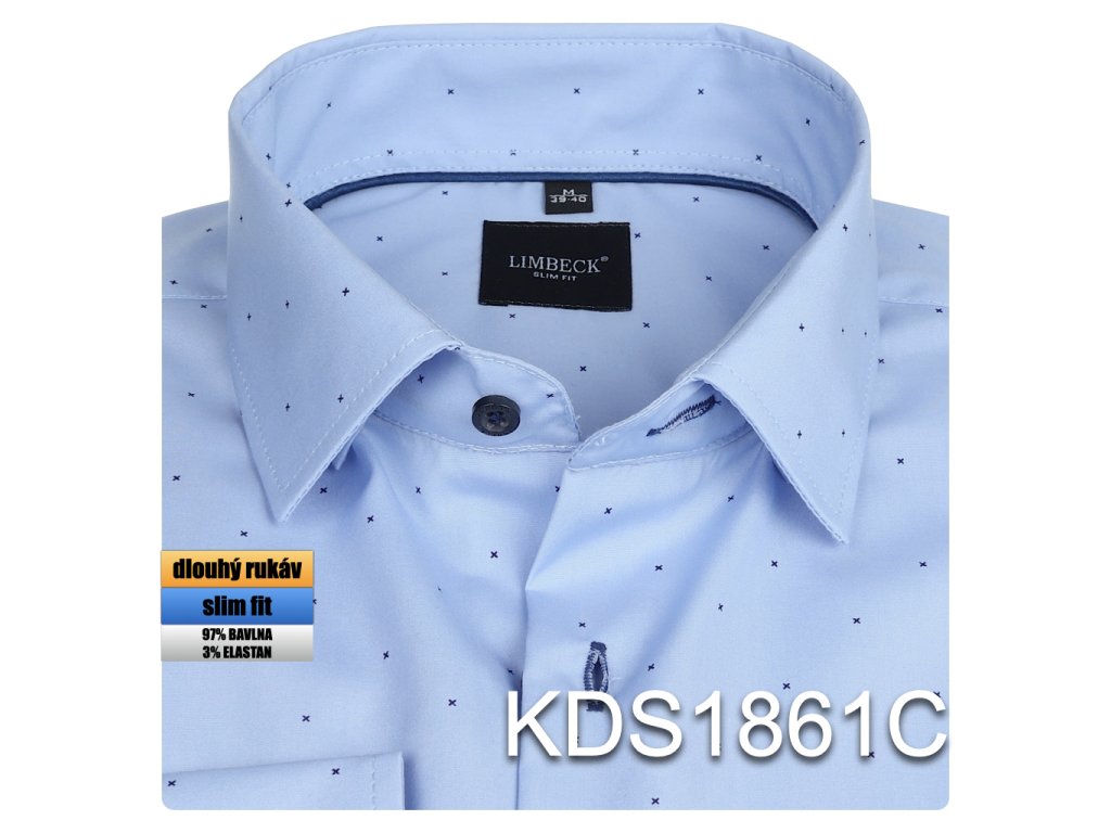 Pánská košile modrá se vzorem - KDS1861