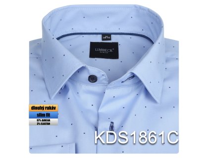 Pánská košile modrá se vzorem - KDS1861