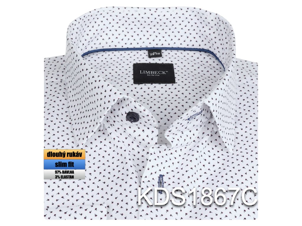 0-KDS1867 Bílá se vzorem a tmavými knoflíky