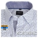 0-KDS1889 Bílá košile s modrým vzorem