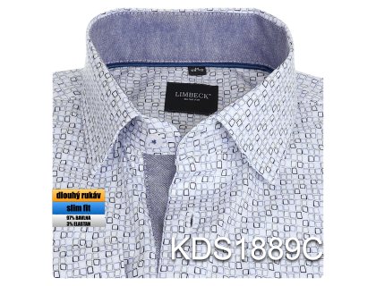 0-KDS1889 Bílá košile s modrým vzorem