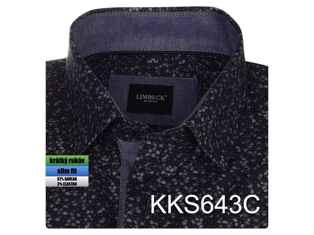 1-KKS643 Košile černá se vzorem