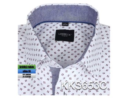 1-KKS653 Košile bílá s bordo vzorem
