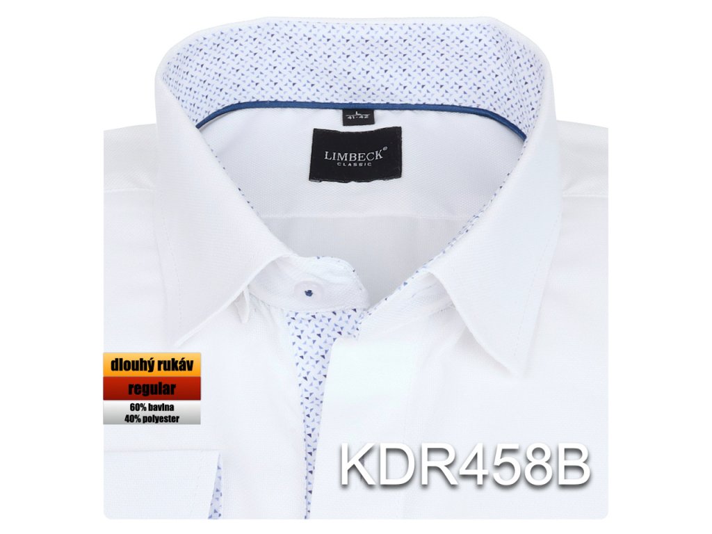 Pánská košile bílá s barevnou legou - KDR458