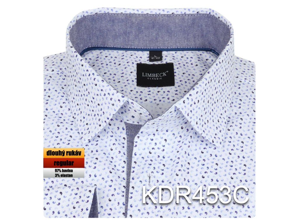 Pánská košile bílá se vzorem - KDR453