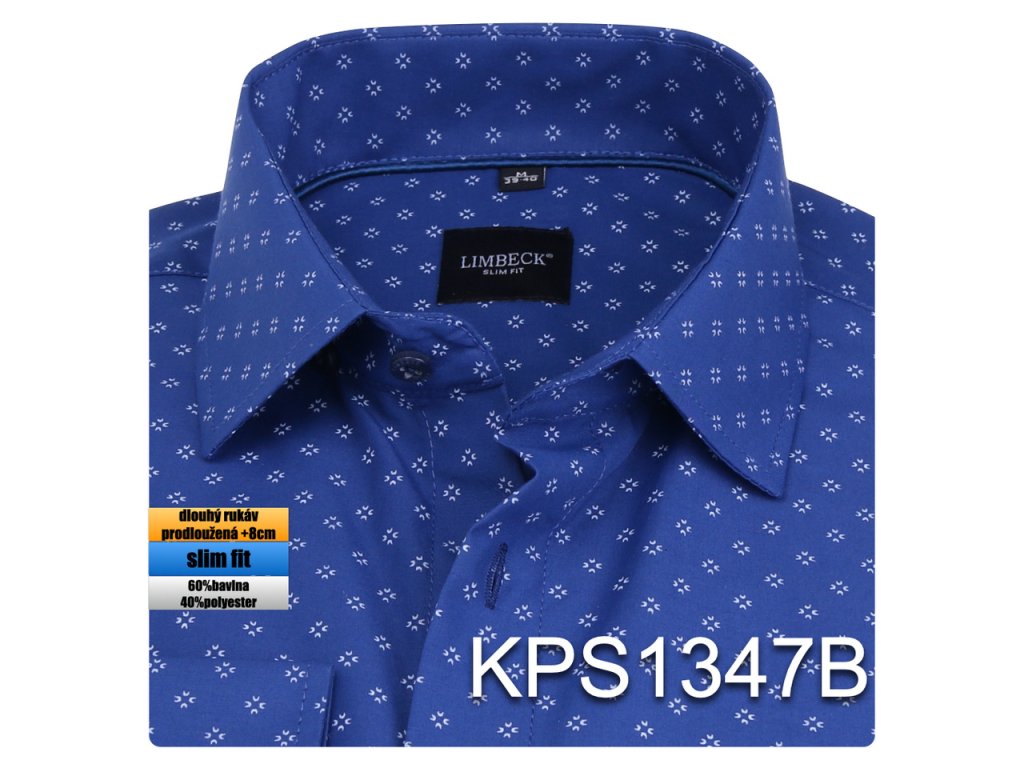 KPS1347 Košile modrá se vzorem