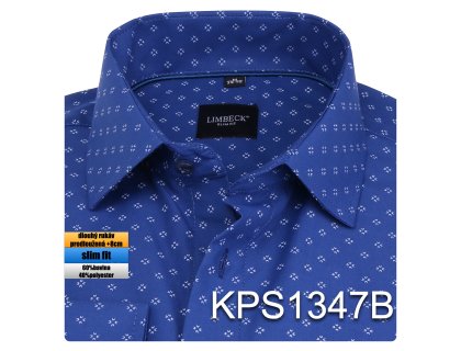 KPS1347 Košile modrá se vzorem