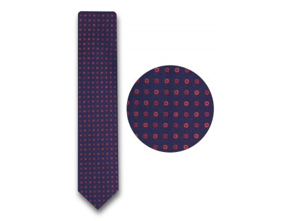 Kravata modrá tmavá s červenou