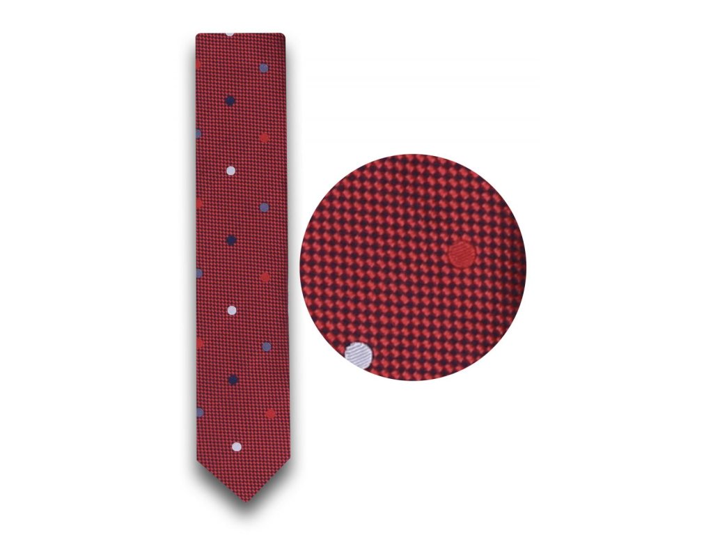 Kravata vínová s tečkami