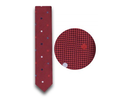 Kravata vínová s tečkami