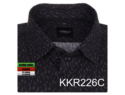 Pánská košile černá se vzorem - KKR226