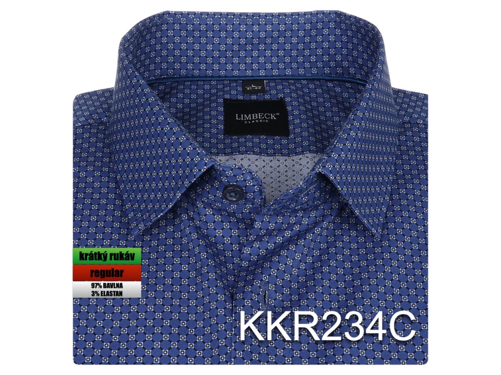 Pánská košile modrá se vzorem - KKR234