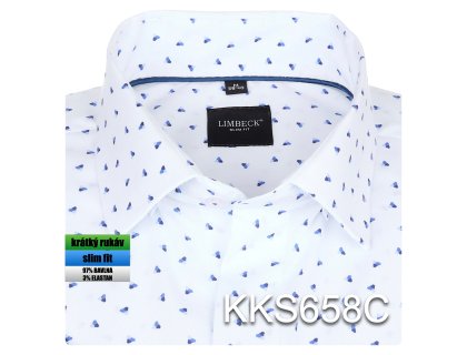 Pánská košile bílá se vzorem - KKS658