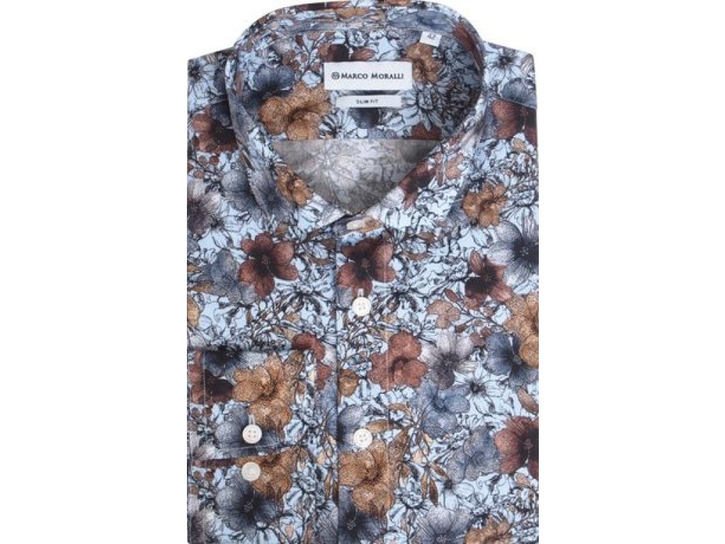 Pánská košile květy hnědé - R05