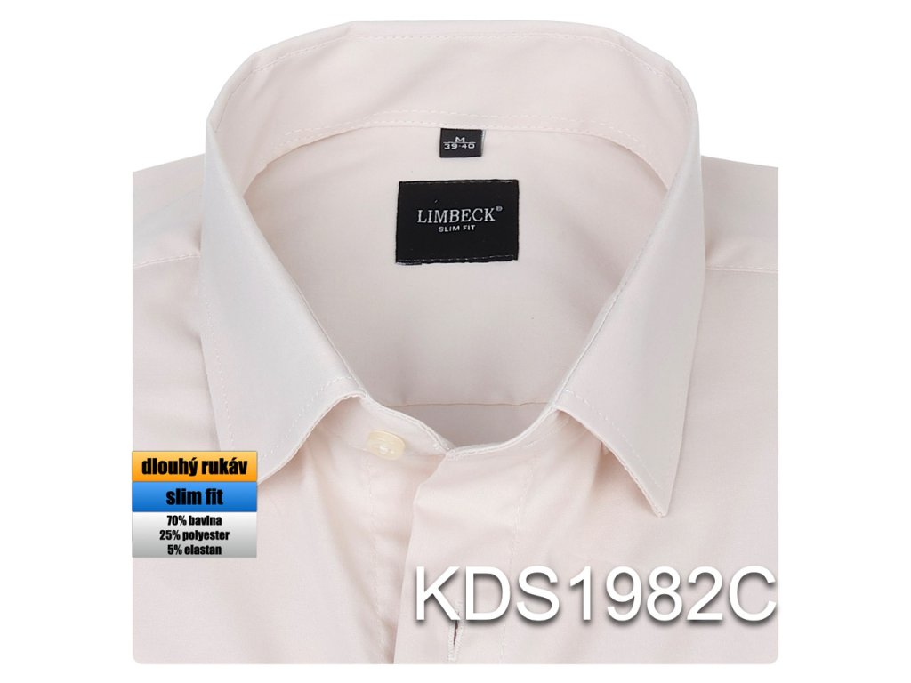 Pánská košile smetanová jednobarevná - KDS1982C