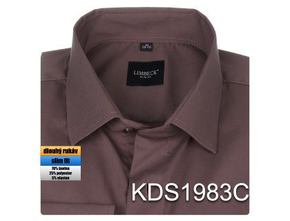Pánská košile jednobarevná hnědá - KDS1983C