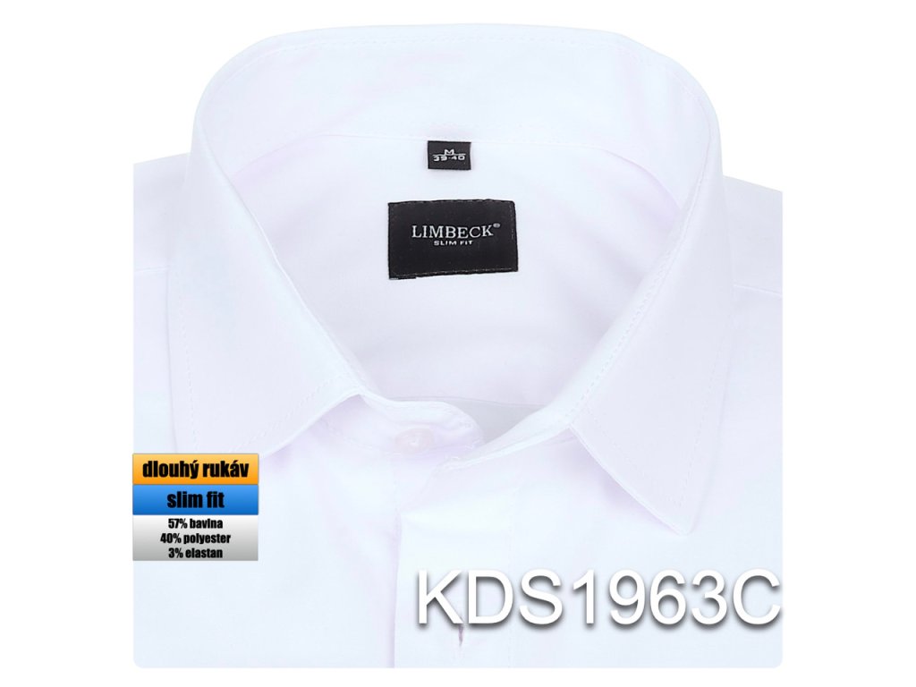 Pánská košile jednobarevná bílá - KDS1963C