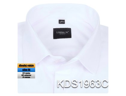 Pánská košile jednobarevná bílá - KDS1963C