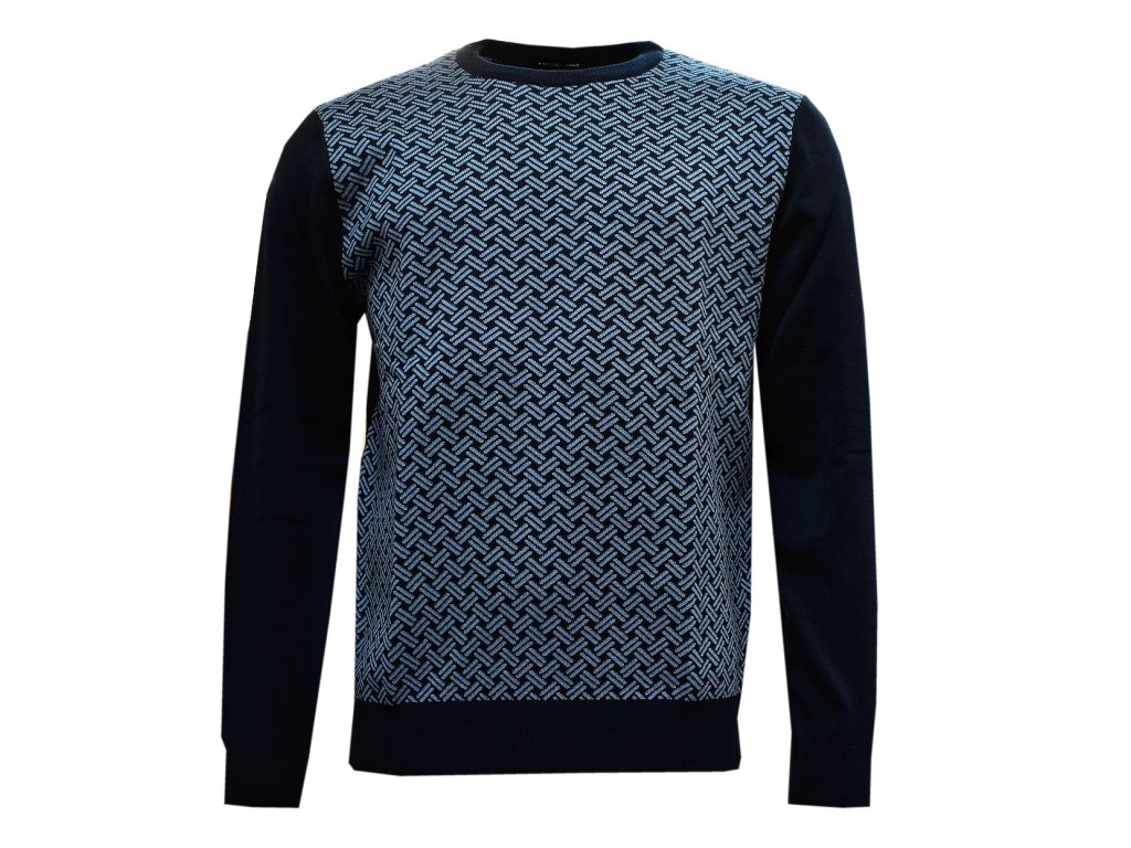 Pánský svetr modrý se vzorem