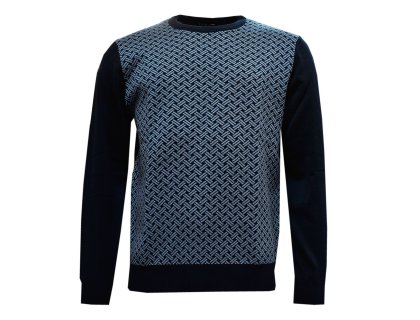 Pánský svetr modrý se vzorem
