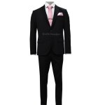 Pánský oblek černý s vlnou a elastanem - EZ197