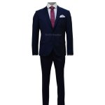 Pánský oblek modrý s jemnou texturou - EZ198