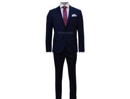 Pánský oblek modrý s jemnou texturou - EZ198