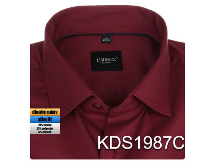 Pánská košile jednobarevná vínová - KDS1987C