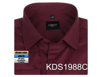 Pánská košile jednobarevná vínová/bordo - KDS1988C