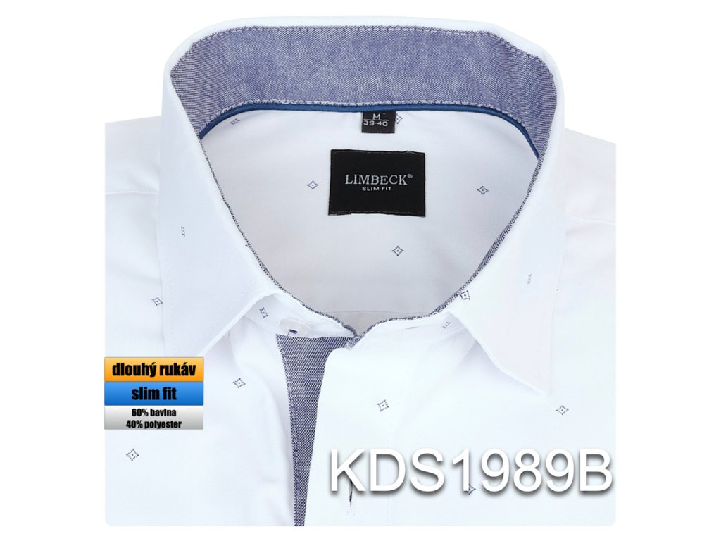 Pánská košile bílá s jemným vzorem - KDS1989B