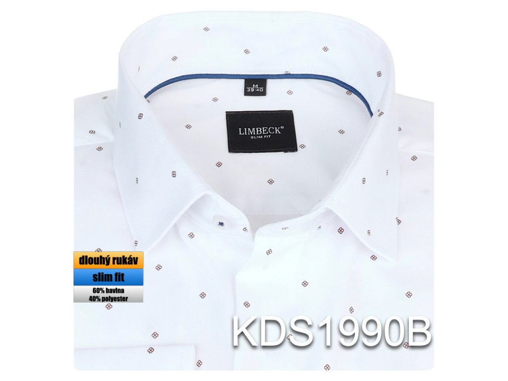 Pánská košile bílá s jemným vzorem - KDS1990B