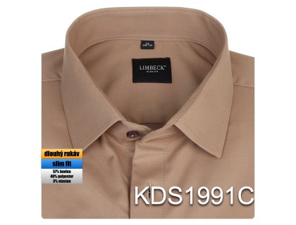 Pánská košile hnědá světlá - KDS1991C