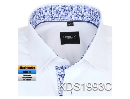 Pánská košile bílá s barevnou légou - KDS1993C