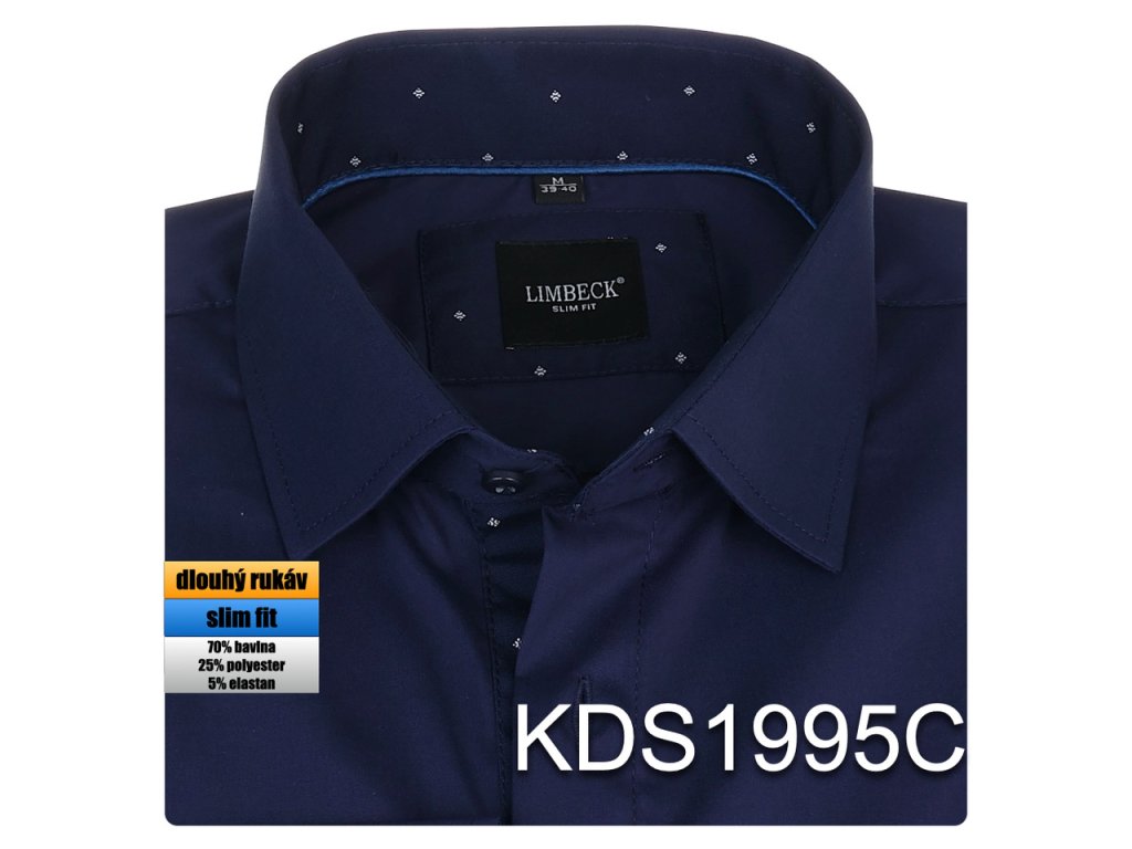 Pánská košile tmavomodrá jednobarevná - KDS1995C