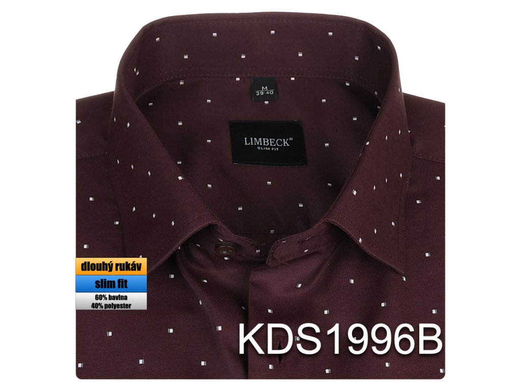 Pánská košile vínová se vzorem - KDS1996B