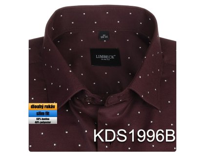 Pánská košile vínová se vzorem - KDS1996B