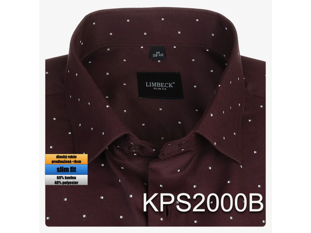 Pánská košile vínová se vzorem - KPS2000B