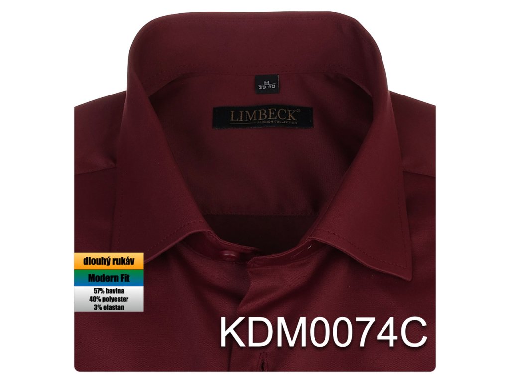 Pánská košile vínová - KDM0074C